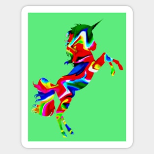 Watercolor unicorn-Green Sticker